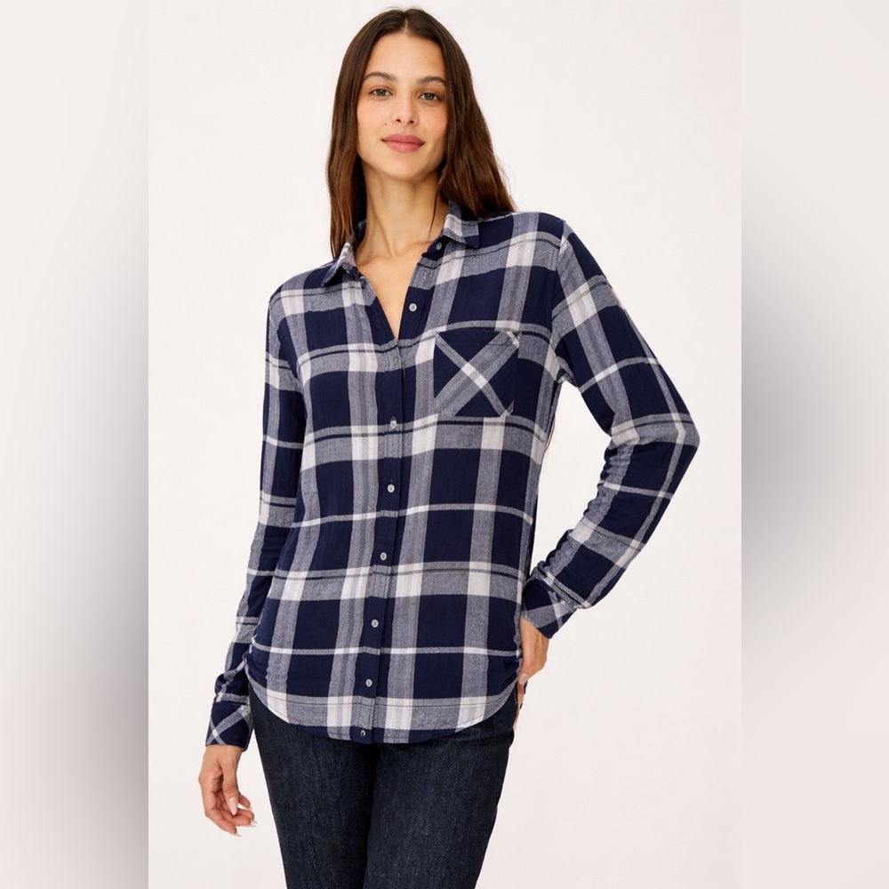 Rails Charli Linen Blend Button Up Shirt Size XL